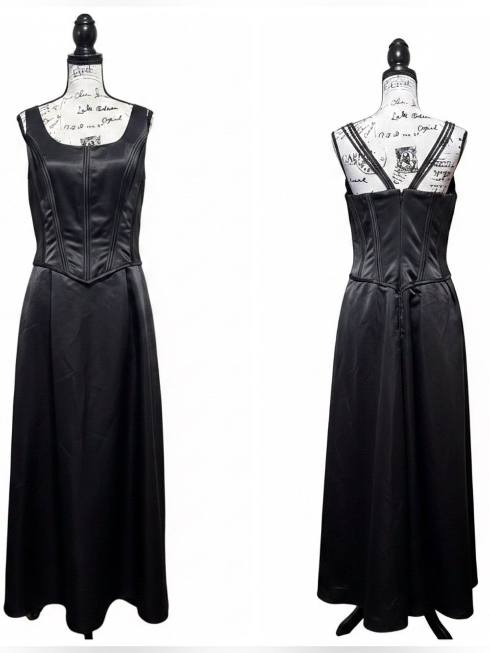 Vintage 1980s Mary D. Black Corset Gothic Gown  Size Small/Medium